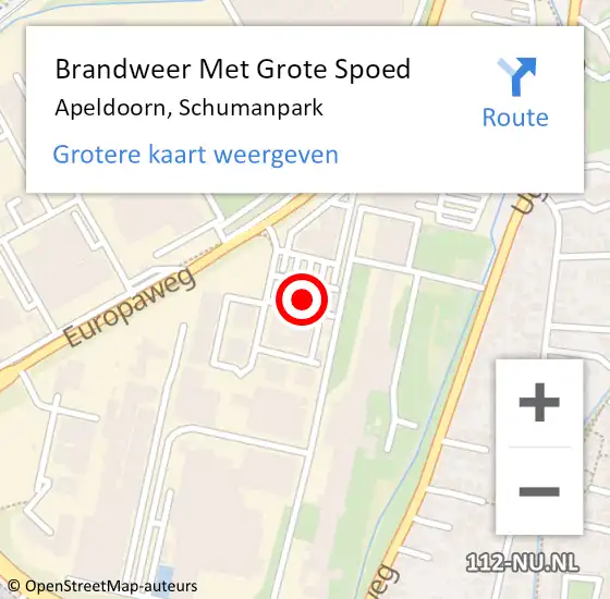 Locatie op kaart van de 112 melding: Brandweer Met Grote Spoed Naar Apeldoorn, Schumanpark op 22 december 2017 11:19