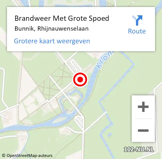 Locatie op kaart van de 112 melding: Brandweer Met Grote Spoed Naar Bunnik, Rhijnauwenselaan op 22 december 2017 11:33