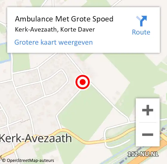 Locatie op kaart van de 112 melding: Ambulance Met Grote Spoed Naar Kerk-Avezaath, Korte Daver op 22 december 2017 11:49