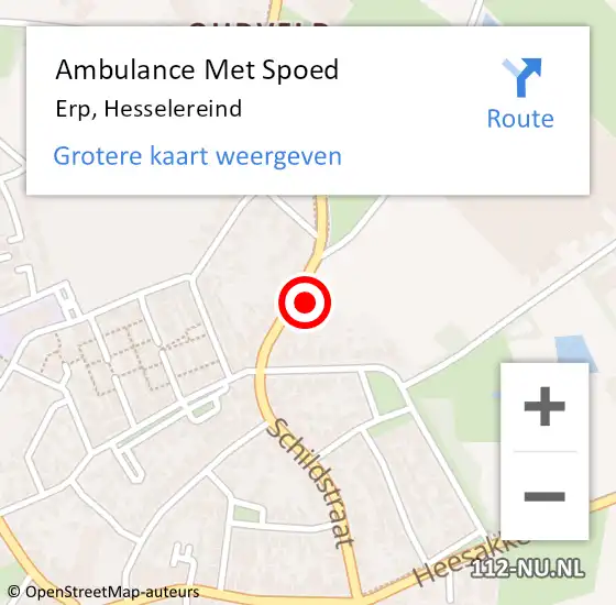 Locatie op kaart van de 112 melding: Ambulance Met Spoed Naar Erp, Hesselereind op 22 december 2017 12:43