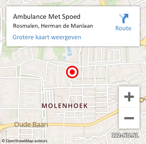 Locatie op kaart van de 112 melding: Ambulance Met Spoed Naar Rosmalen, Herman de Manlaan op 22 december 2017 13:01