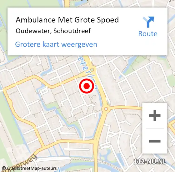 Locatie op kaart van de 112 melding: Ambulance Met Grote Spoed Naar Oudewater, Schoutdreef op 22 december 2017 13:40