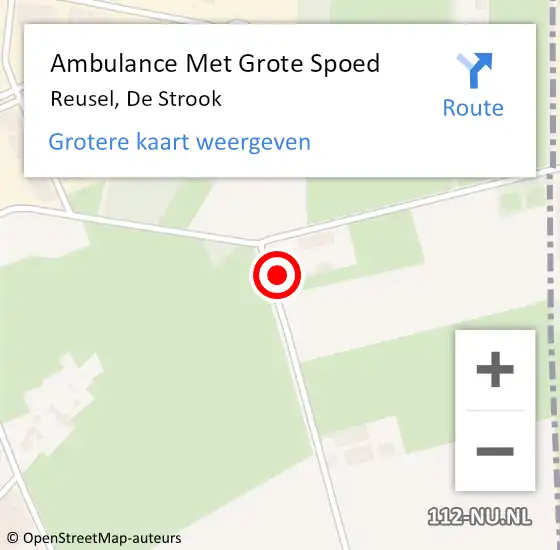 Locatie op kaart van de 112 melding: Ambulance Met Grote Spoed Naar Reusel, De Strook op 22 december 2017 14:41