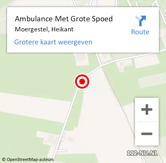 Locatie op kaart van de 112 melding: Ambulance Met Grote Spoed Naar Moergestel, Heikant op 22 december 2017 14:42