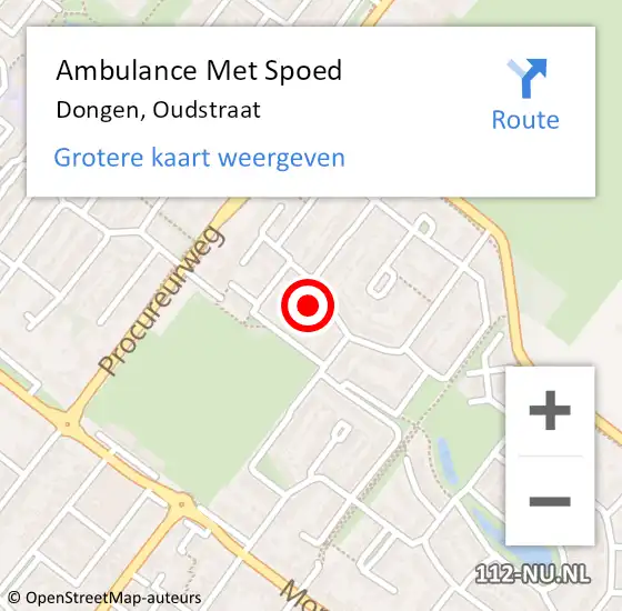 Locatie op kaart van de 112 melding: Ambulance Met Spoed Naar Dongen, Oudstraat op 22 december 2017 15:28