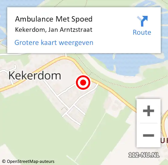 Locatie op kaart van de 112 melding: Ambulance Met Spoed Naar Kekerdom, Jan Arntzstraat op 22 december 2017 16:12