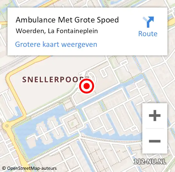 Locatie op kaart van de 112 melding: Ambulance Met Grote Spoed Naar Woerden, La Fontaineplein op 22 december 2017 16:21