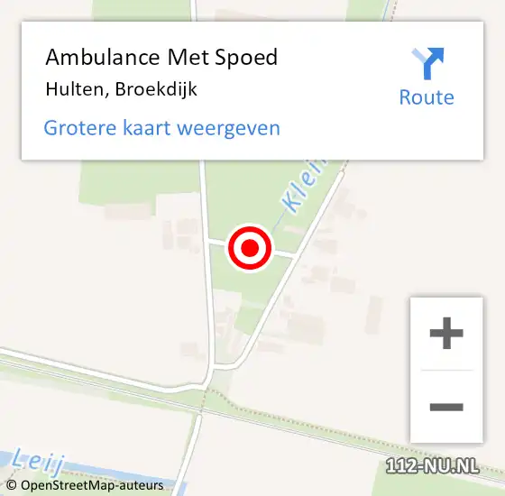 Locatie op kaart van de 112 melding: Ambulance Met Spoed Naar Hulten, Broekdijk op 22 december 2017 17:05