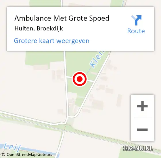 Locatie op kaart van de 112 melding: Ambulance Met Grote Spoed Naar Hulten, Broekdijk op 22 december 2017 17:06