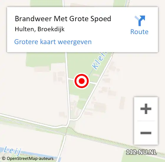 Locatie op kaart van de 112 melding: Brandweer Met Grote Spoed Naar Hulten, Broekdijk op 22 december 2017 17:06