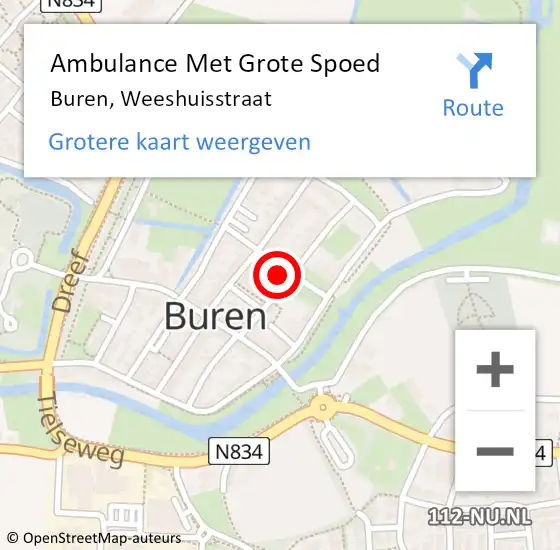 Locatie op kaart van de 112 melding: Ambulance Met Grote Spoed Naar Buren, Weeshuisstraat op 22 december 2017 17:19