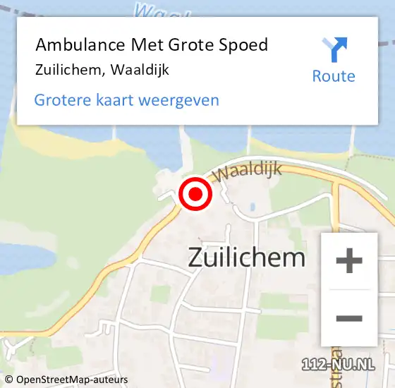 Locatie op kaart van de 112 melding: Ambulance Met Grote Spoed Naar Zuilichem, Waaldijk op 22 december 2017 18:07