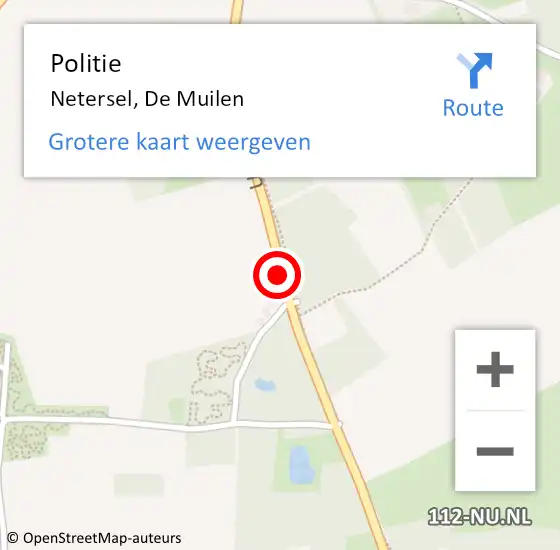 Locatie op kaart van de 112 melding: Politie Netersel, De Muilen op 22 december 2017 18:39