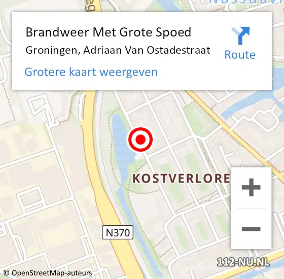 Locatie op kaart van de 112 melding: Brandweer Met Grote Spoed Naar Groningen, Adriaan Van Ostadestraat op 22 december 2017 18:51