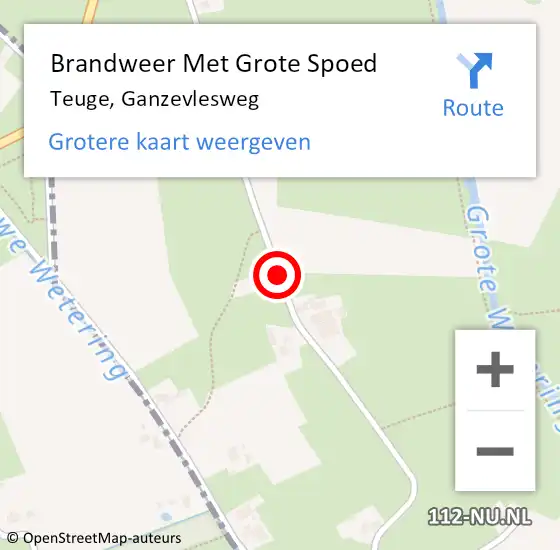 Locatie op kaart van de 112 melding: Brandweer Met Grote Spoed Naar Teuge, Ganzevlesweg op 22 december 2017 19:00