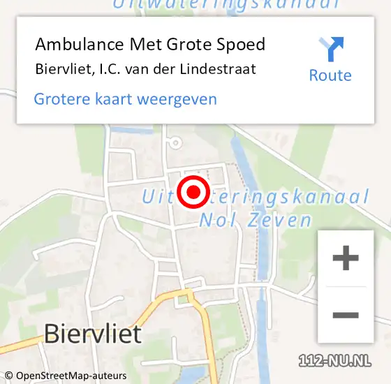 Locatie op kaart van de 112 melding: Ambulance Met Grote Spoed Naar Biervliet, I.C. van der Lindestraat op 22 december 2017 19:54