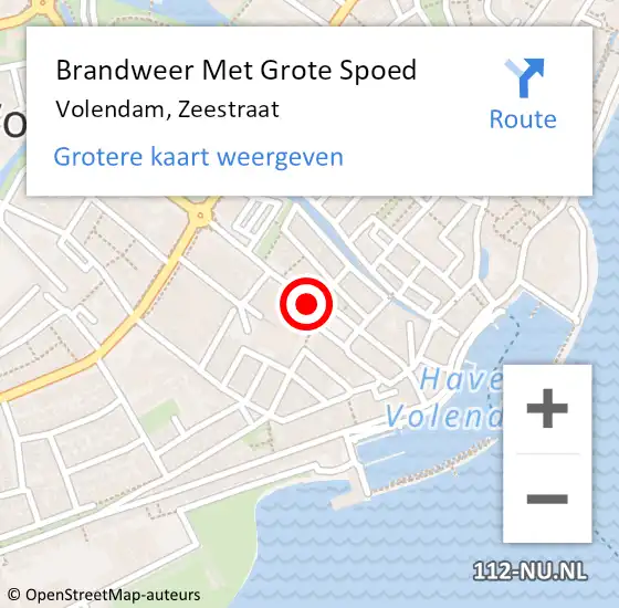 Locatie op kaart van de 112 melding: Brandweer Met Grote Spoed Naar Volendam, Zeestraat op 22 september 2013 02:21