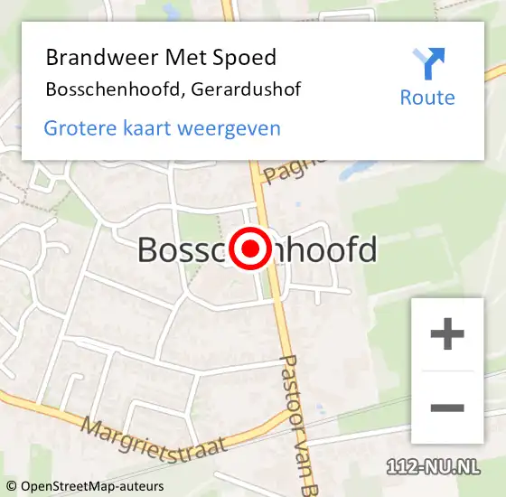 Locatie op kaart van de 112 melding: Brandweer Met Spoed Naar Bosschenhoofd, Gerardushof op 22 december 2017 20:46