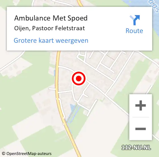 Locatie op kaart van de 112 melding: Ambulance Met Spoed Naar Oijen, Pastoor Feletstraat op 22 december 2017 21:05