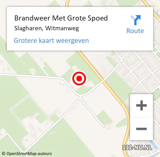 Locatie op kaart van de 112 melding: Brandweer Met Grote Spoed Naar Slagharen, Witmanweg op 22 december 2017 21:09