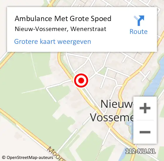 Locatie op kaart van de 112 melding: Ambulance Met Grote Spoed Naar Nieuw-Vossemeer, Wenerstraat op 22 december 2017 22:47