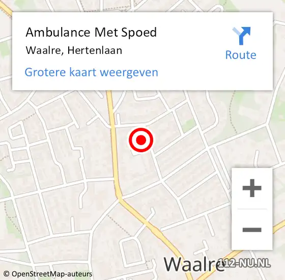 Locatie op kaart van de 112 melding: Ambulance Met Spoed Naar Waalre, Hertenlaan op 22 december 2017 22:50