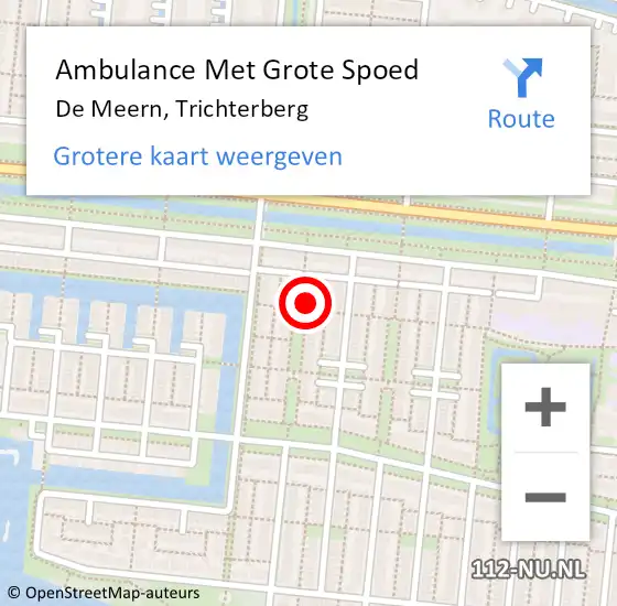 Locatie op kaart van de 112 melding: Ambulance Met Grote Spoed Naar De Meern, Trichterberg op 22 december 2017 22:51