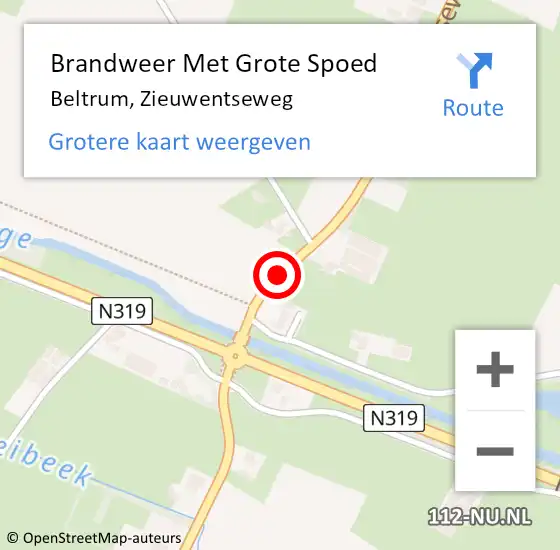 Locatie op kaart van de 112 melding: Brandweer Met Grote Spoed Naar Beltrum, Zieuwentseweg op 22 december 2017 23:07