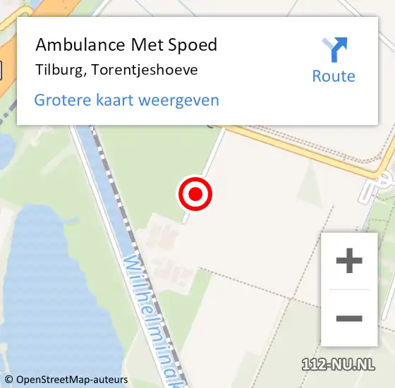 Locatie op kaart van de 112 melding: Ambulance Met Spoed Naar Tilburg, Torentjeshoeve op 22 december 2017 23:08