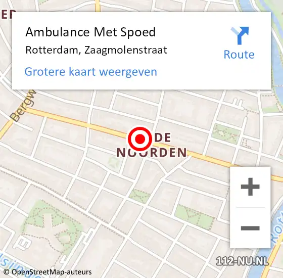 Locatie op kaart van de 112 melding: Ambulance Met Spoed Naar Rotterdam, Zaagmolenstraat op 22 december 2017 23:18