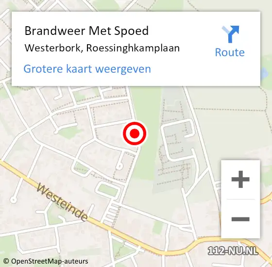 Locatie op kaart van de 112 melding: Brandweer Met Spoed Naar Westerbork, Roessinghkamplaan op 22 december 2017 23:29