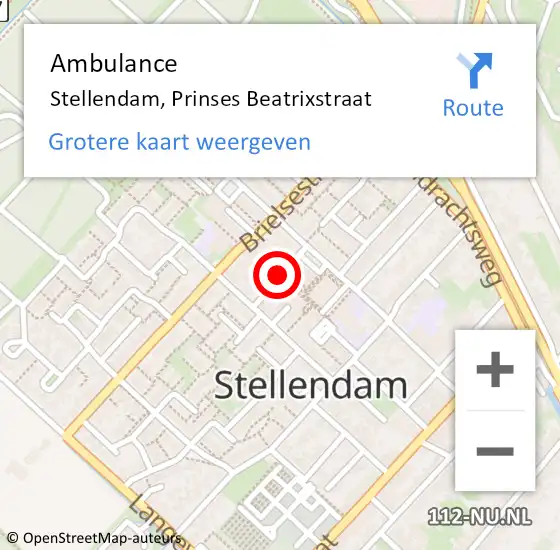 Locatie op kaart van de 112 melding: Ambulance Stellendam, Prinses Beatrixstraat op 22 december 2017 23:33