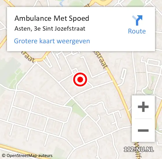 Locatie op kaart van de 112 melding: Ambulance Met Spoed Naar Asten, 3e Sint Jozefstraat op 23 december 2017 00:15