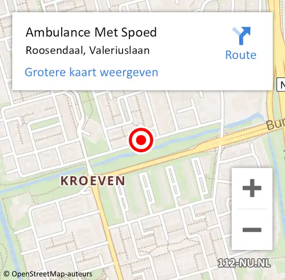 Locatie op kaart van de 112 melding: Ambulance Met Spoed Naar Roosendaal, Valeriuslaan op 23 december 2017 00:21