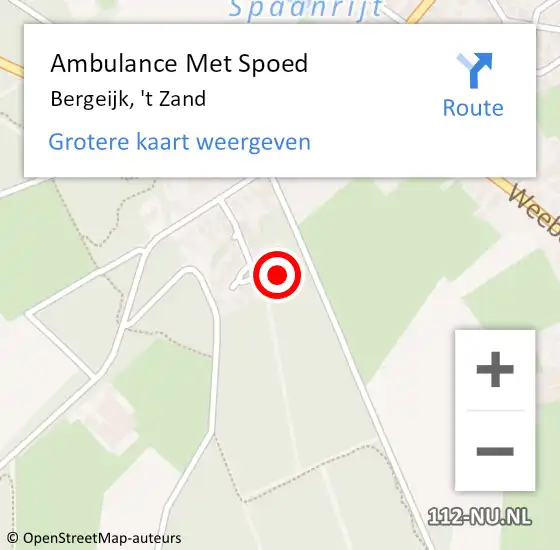 Locatie op kaart van de 112 melding: Ambulance Met Spoed Naar Bergeijk, 't Zand op 23 december 2017 01:13