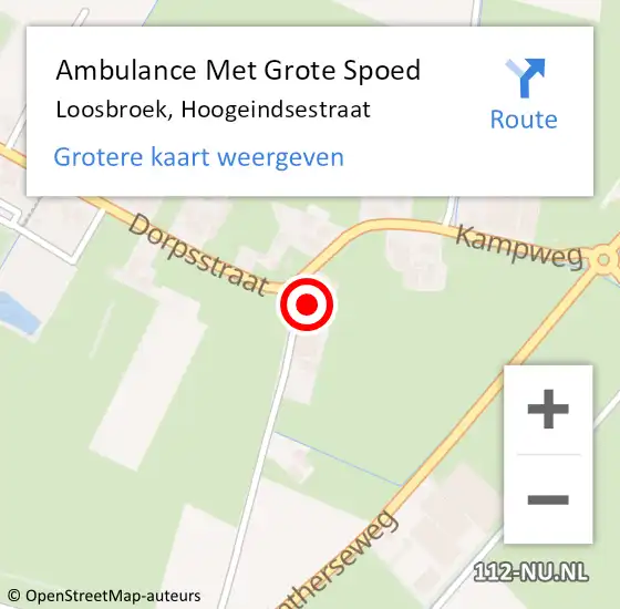 Locatie op kaart van de 112 melding: Ambulance Met Grote Spoed Naar Loosbroek, Hoogeindsestraat op 23 december 2017 02:27