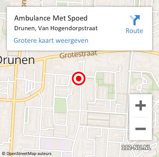 Locatie op kaart van de 112 melding: Ambulance Met Spoed Naar Drunen, Van Hogendorpstraat op 23 december 2017 03:17