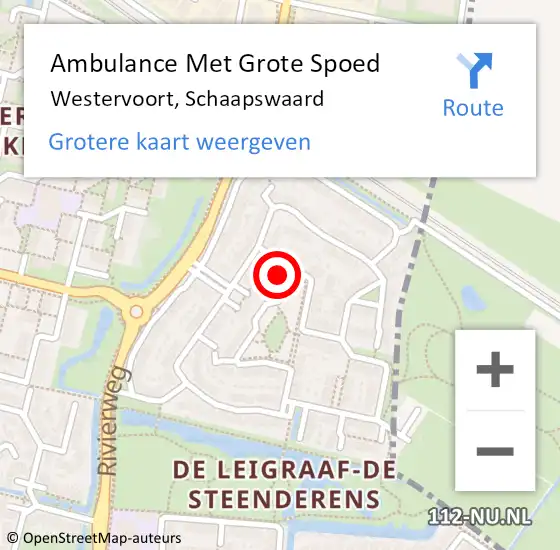 Locatie op kaart van de 112 melding: Ambulance Met Grote Spoed Naar Westervoort, Schaapswaard op 23 december 2017 05:41