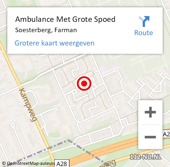 Locatie op kaart van de 112 melding: Ambulance Met Grote Spoed Naar Soesterberg, Farman op 23 december 2017 06:20