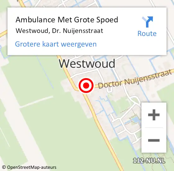 Locatie op kaart van de 112 melding: Ambulance Met Grote Spoed Naar Westwoud, Dr. Nuijensstraat op 23 december 2017 07:56