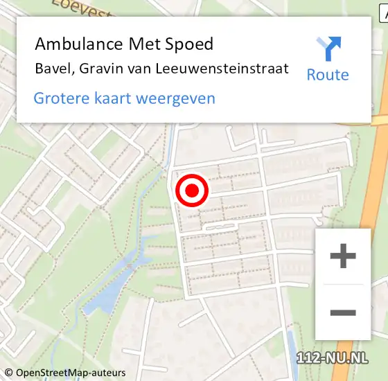 Locatie op kaart van de 112 melding: Ambulance Met Spoed Naar Bavel, Gravin van Leeuwensteinstraat op 23 december 2017 08:25