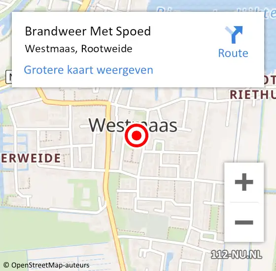 Locatie op kaart van de 112 melding: Brandweer Met Spoed Naar Westmaas, Rootweide op 23 december 2017 09:23