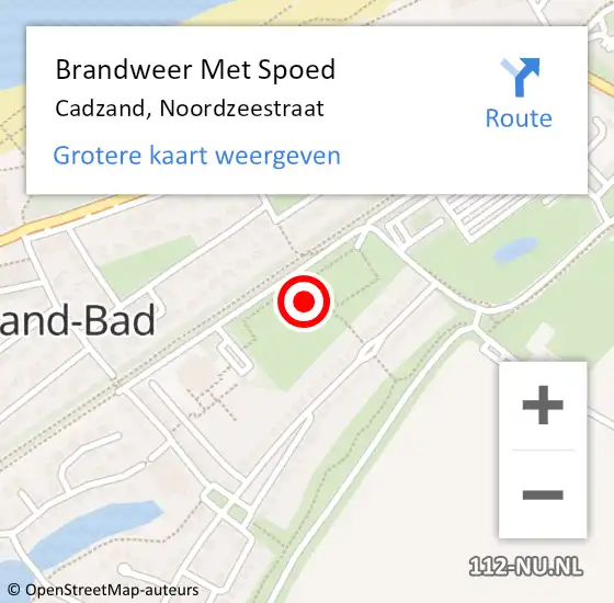 Locatie op kaart van de 112 melding: Brandweer Met Spoed Naar Cadzand, Noordzeestraat op 23 december 2017 09:24