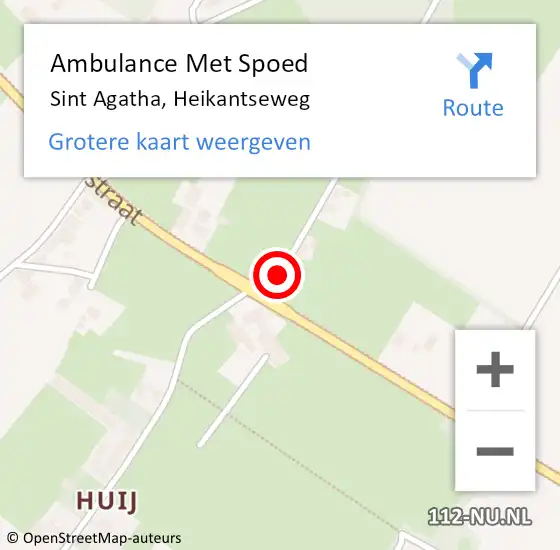 Locatie op kaart van de 112 melding: Ambulance Met Spoed Naar Sint Agatha, Heikantseweg op 23 december 2017 09:43