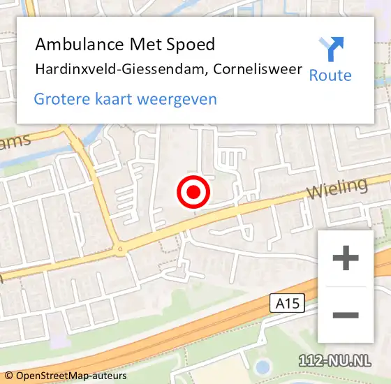 Locatie op kaart van de 112 melding: Ambulance Met Spoed Naar Hardinxveld-Giessendam, Cornelisweer op 23 december 2017 10:08