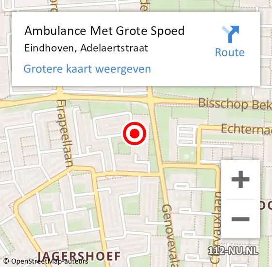 Locatie op kaart van de 112 melding: Ambulance Met Grote Spoed Naar Eindhoven, Adelaertstraat op 23 december 2017 10:18