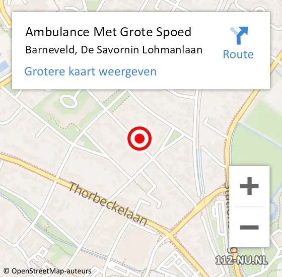 Locatie op kaart van de 112 melding: Ambulance Met Grote Spoed Naar Barneveld, De Savornin Lohmanlaan op 23 december 2017 10:23