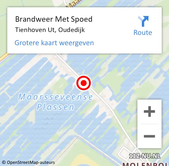 Locatie op kaart van de 112 melding: Brandweer Met Spoed Naar Tienhoven Ut, Oudedijk op 23 december 2017 10:27