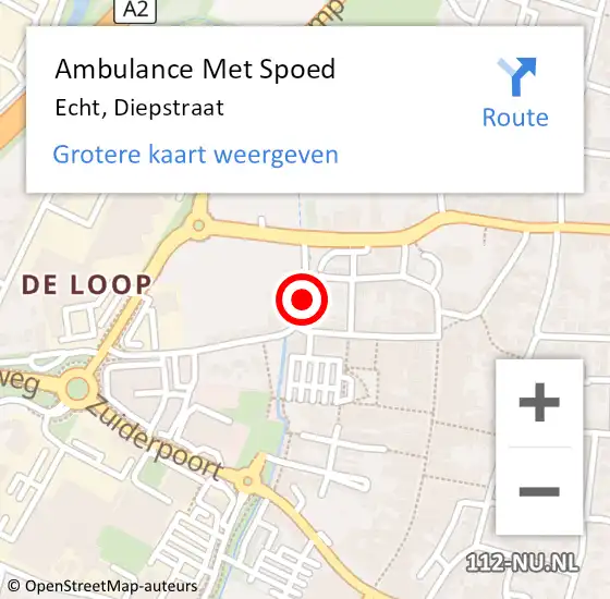 Locatie op kaart van de 112 melding: Ambulance Met Spoed Naar Echt, Diepstraat op 23 december 2017 10:28