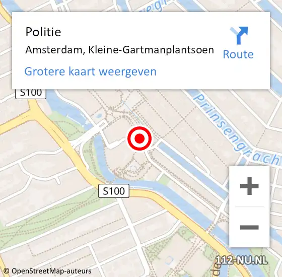 Locatie op kaart van de 112 melding: Politie Amsterdam, Kleine-Gartmanplantsoen op 23 december 2017 10:34